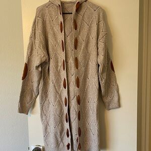 Diamond Knit Cardigan Hooded Sweater